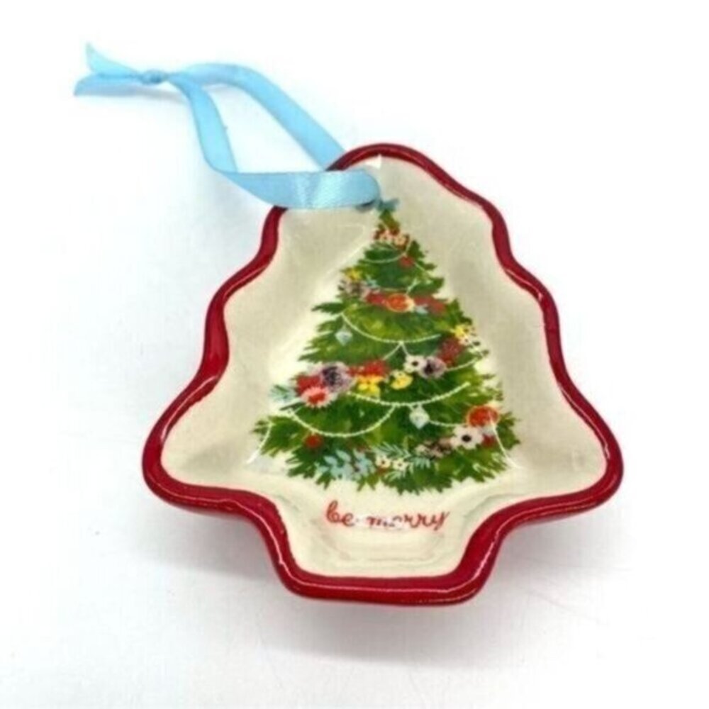The Pioneer Woman Be Merry Christmas Tree Ceramic Dish Ornament New